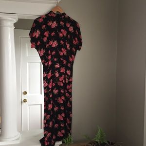 Vintage Rose Print High Neck Maxi Dress